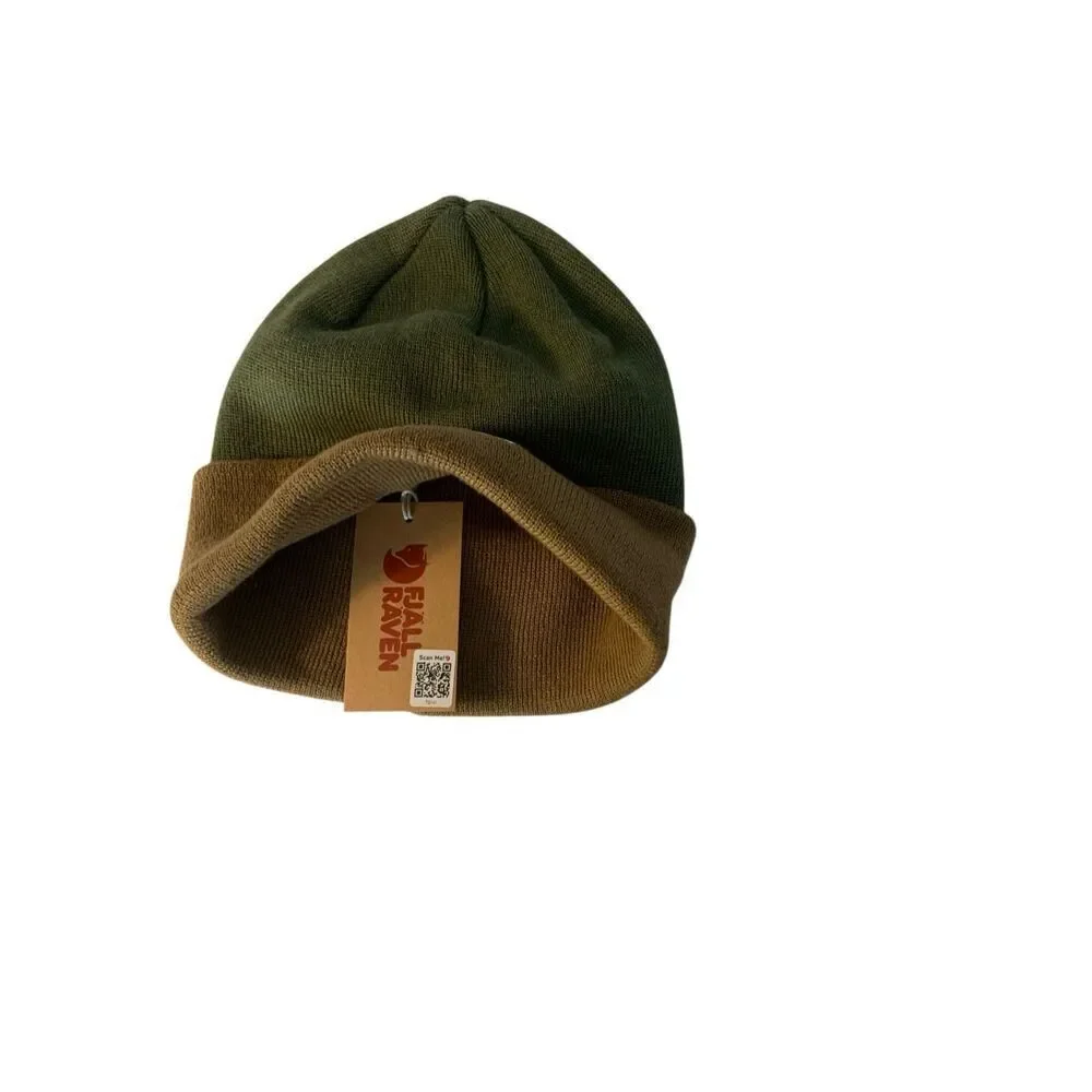 Fjällräven Vardag Beanie Buckwheat Brown Green Knit Hat Unisex Winter Wear NWT